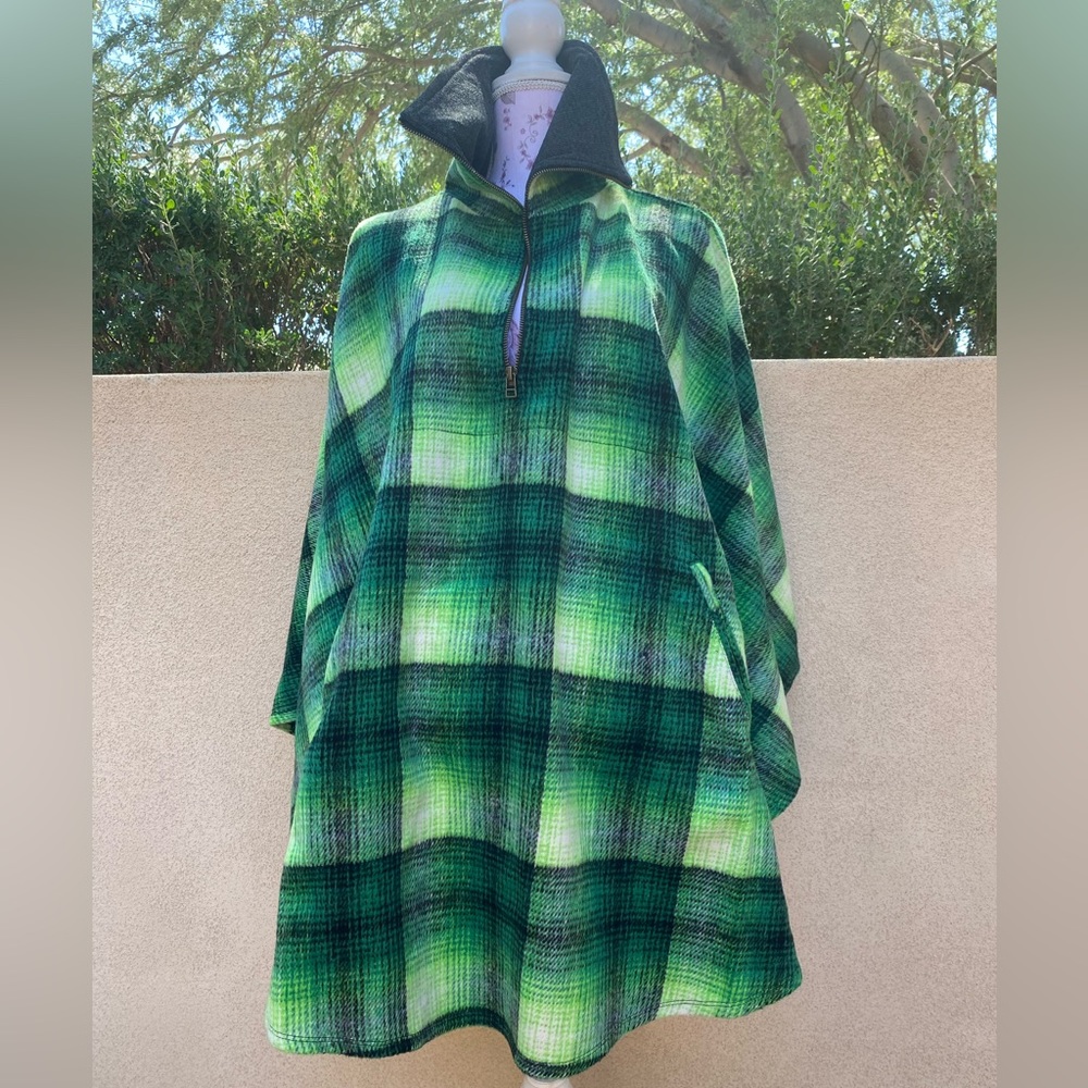 Free People plaid Woodstock poncho NWOT